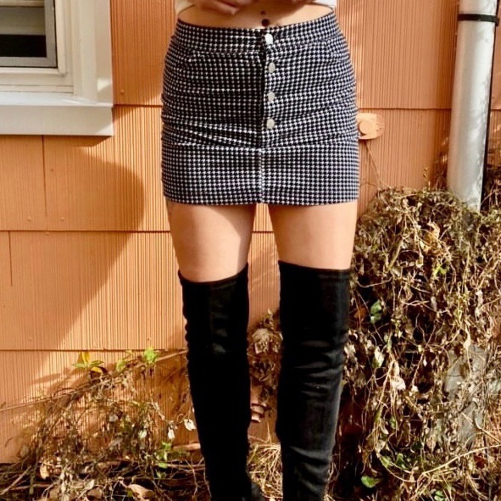 Houndstooth Corduroy Skirt